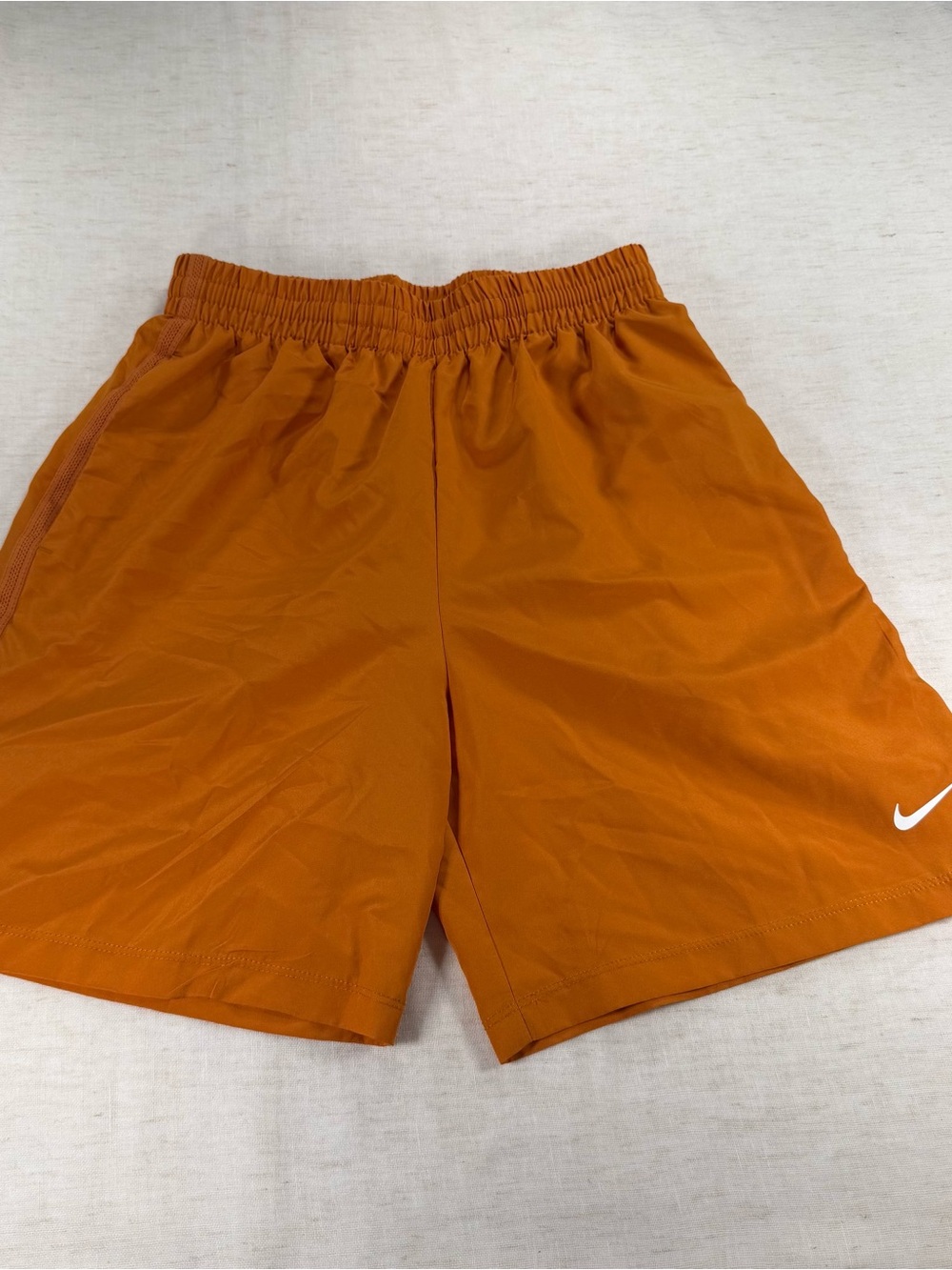 Nike Boy’s Burnt Orange Athletic Shorts with White Swoosh